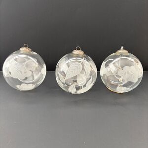 Vintage Kugel Etched Glass Ball Christmas Ornament Holiday Elegant Shabby Decor